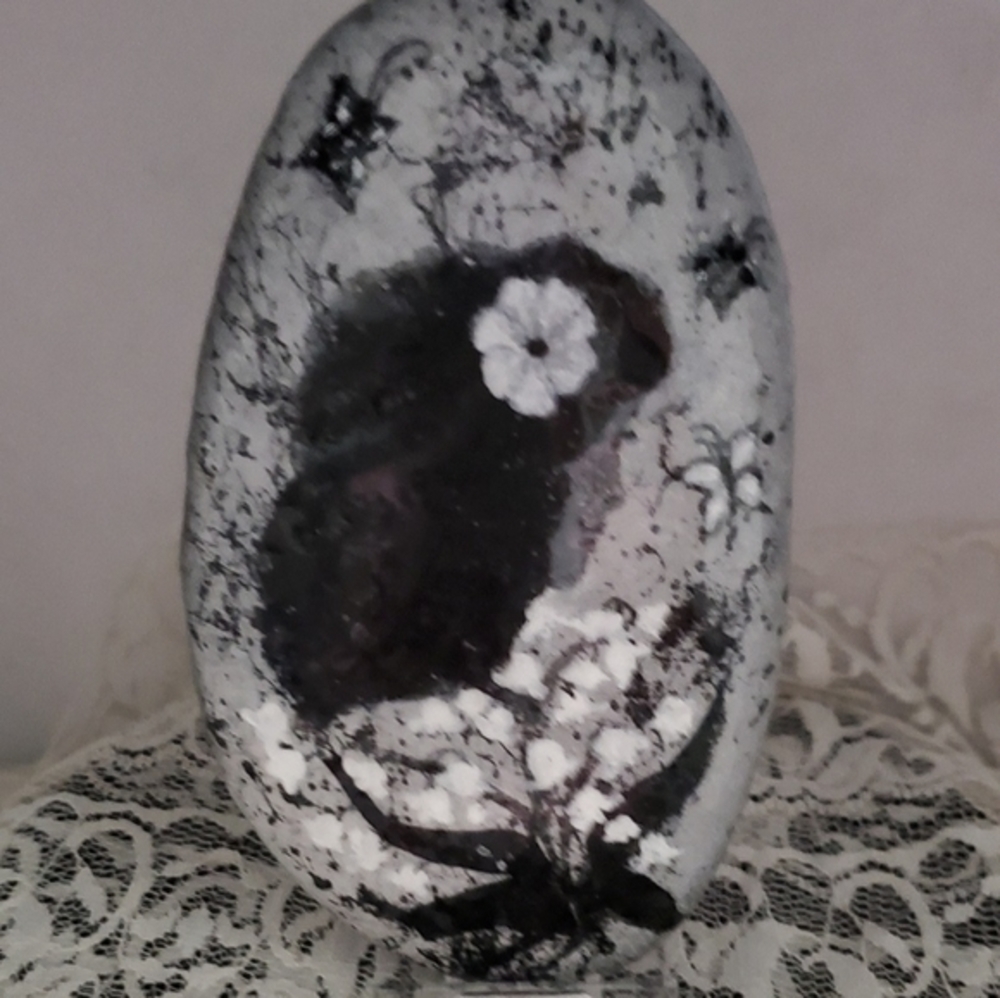 ~Carla~ by Lona Handmade pretty black and white Silhouette Lady with Hair Flower